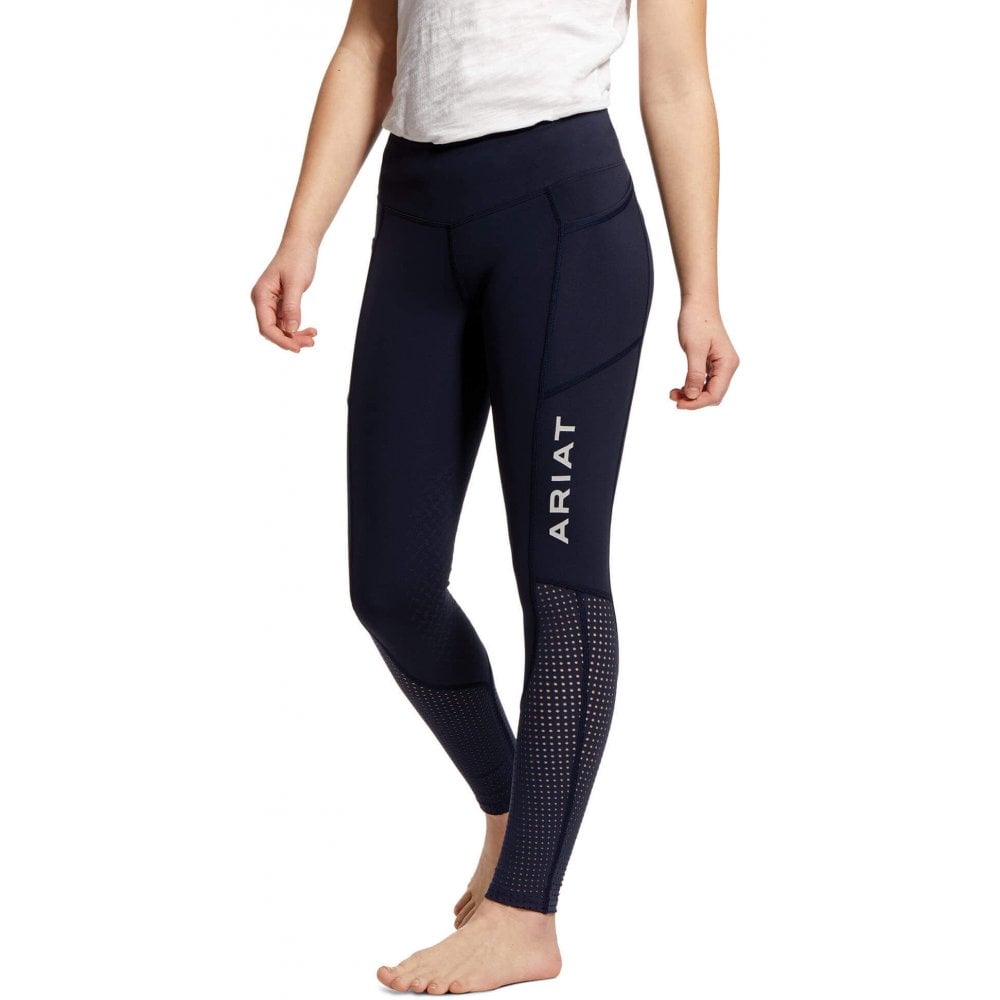 The Ariat Youth EOS Knee Patch Tights in Navy#Navy