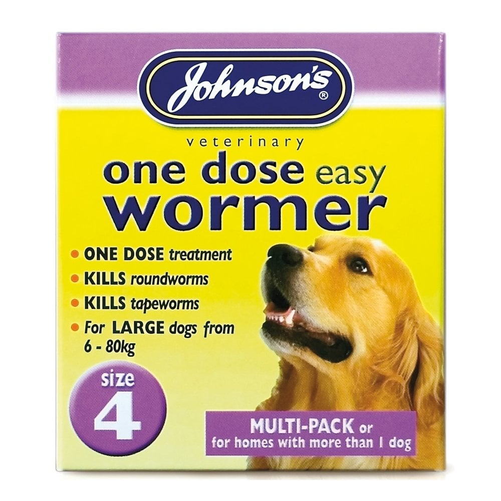 Johnsons One Dose Easy Wormer Dogs- Size 4 8 Pack