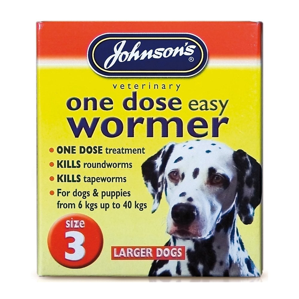 Johnsons One Dose Easy Wormer Dogs- Size 3 4 Pack