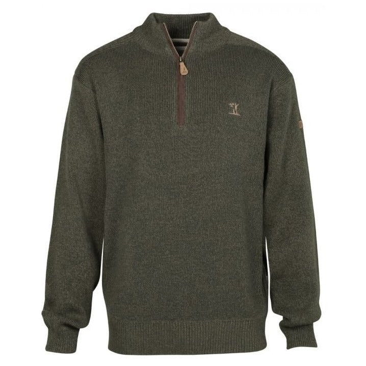 The Percussion Mens Embroidered Sweater Zip Collar in Green#Green