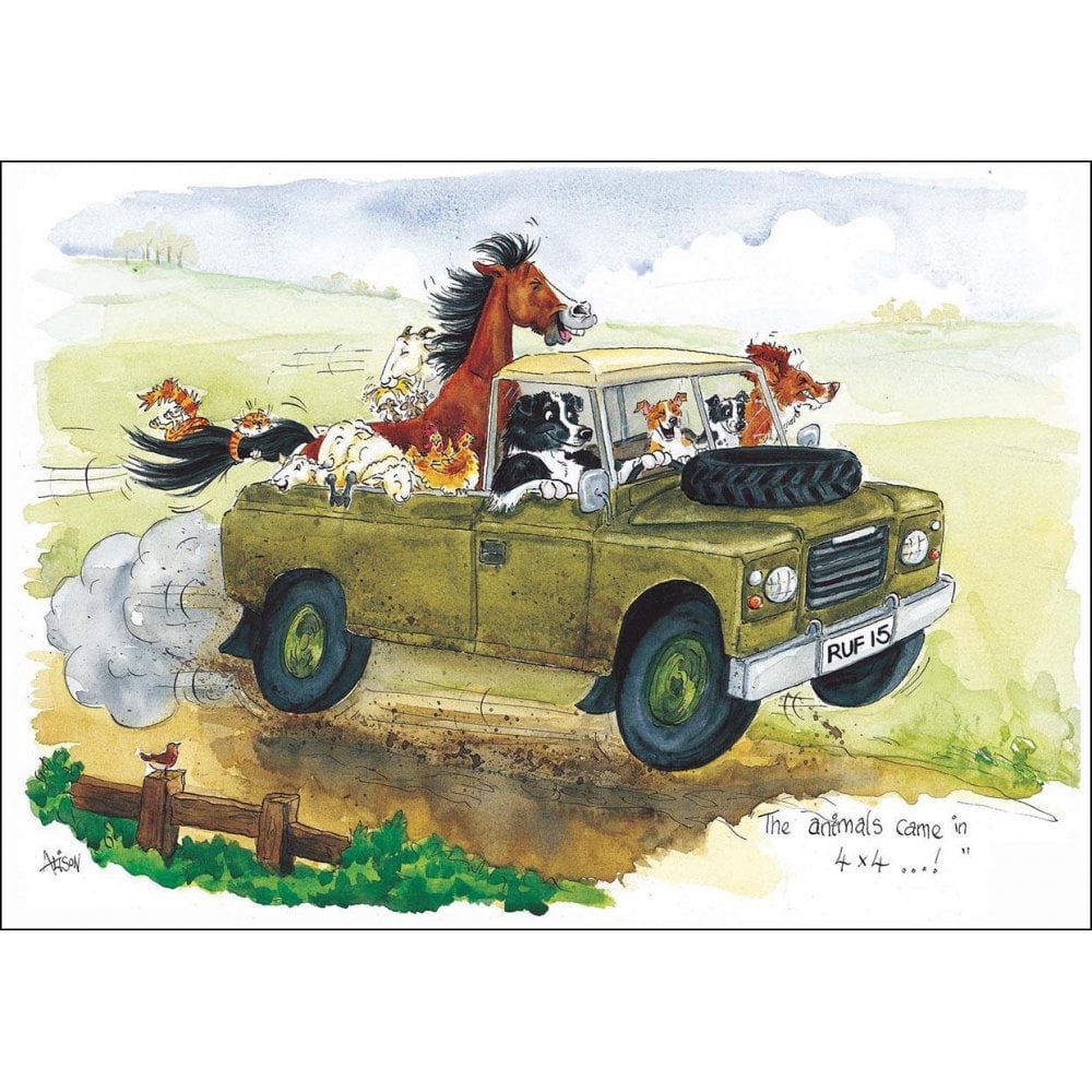 Splimple "Animals Came In 4X4" Greetings Card