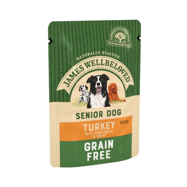 James Wellbeloved Grain Free Senior Dog Food with Turkey (12x100g Pouches)