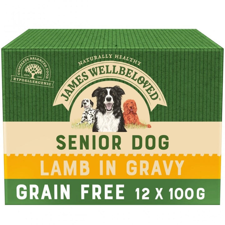 James Wellbeloved Grain Free Senior Dog Food with Lamb (12x100g Pouches)