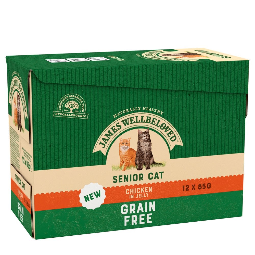 James Wellbeloved Grain Free Senior Cat Food with Chicken 12x85g