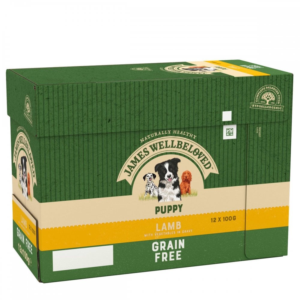 James Wellbeloved Grain Free Puppy Food with Lamb in Gravy (12x100g Pouches) 12 x 100g