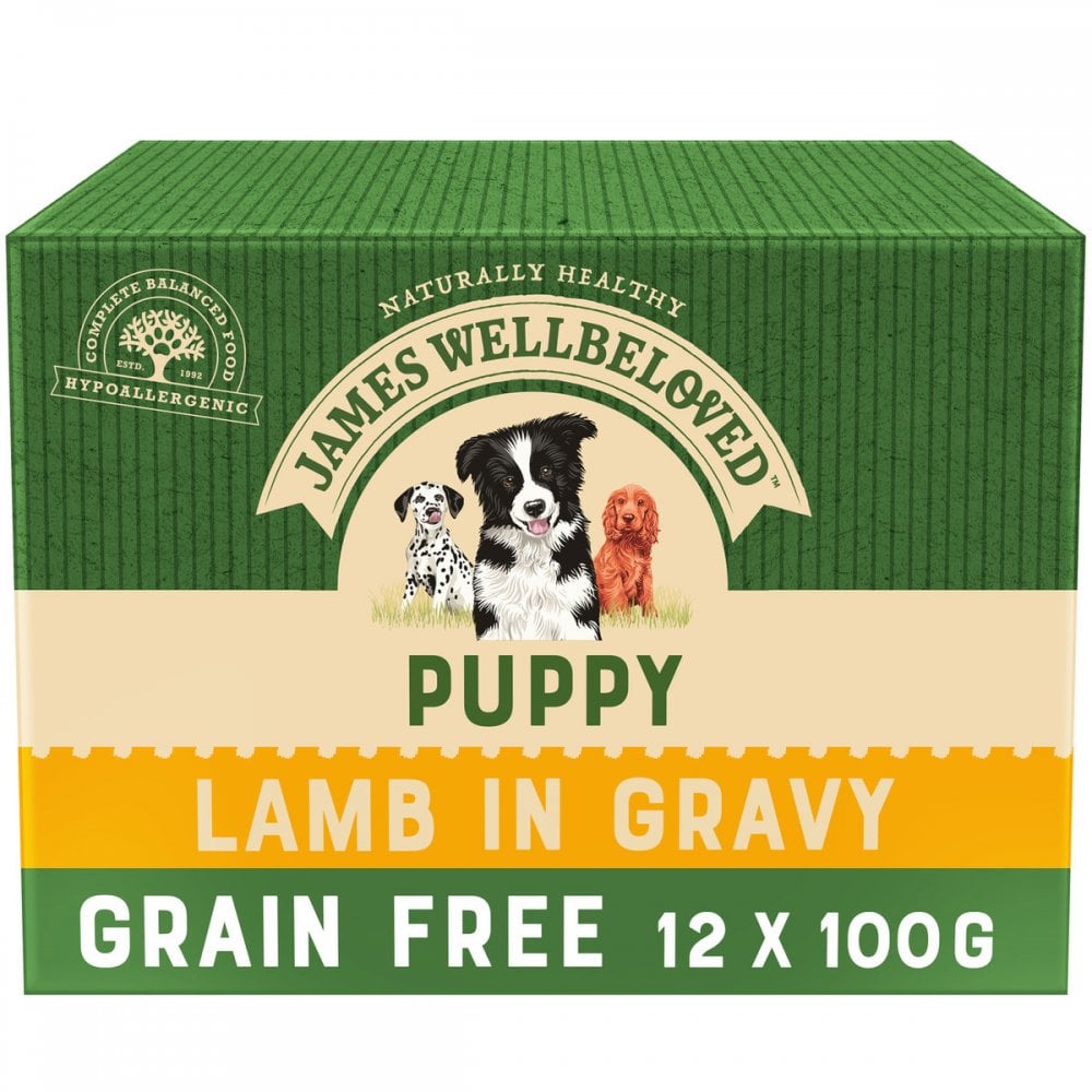 James Wellbeloved Grain Free Puppy Food with Lamb in Gravy (12x100g Pouches)