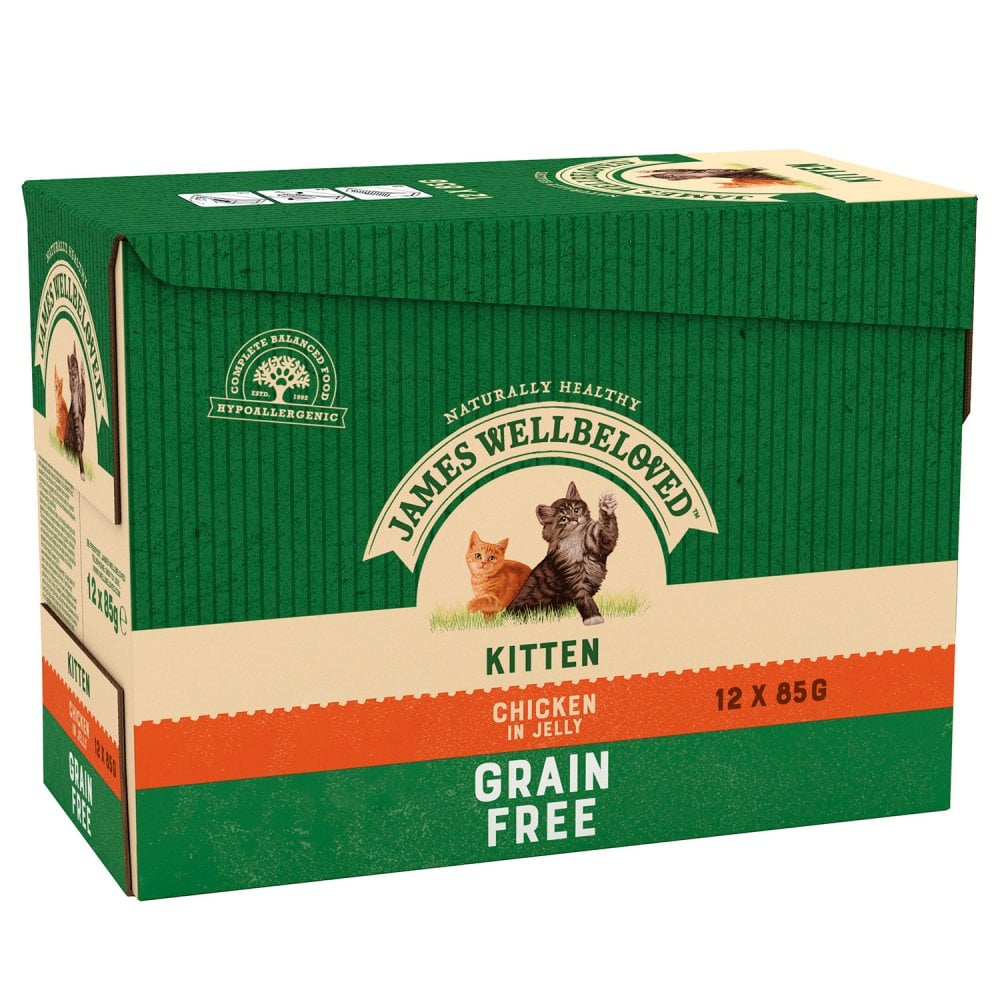 James Wellbeloved Grain Free Kitten Food with Chicken in Jelly (12x85g Pouches) 12 x 85g