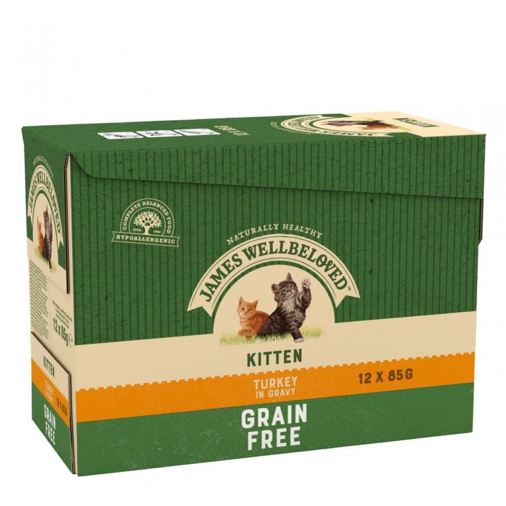 James Wellbeloved Grain Free Kitten Food with Turkey in Gravy (12x85g Pouches) 12 x 85g