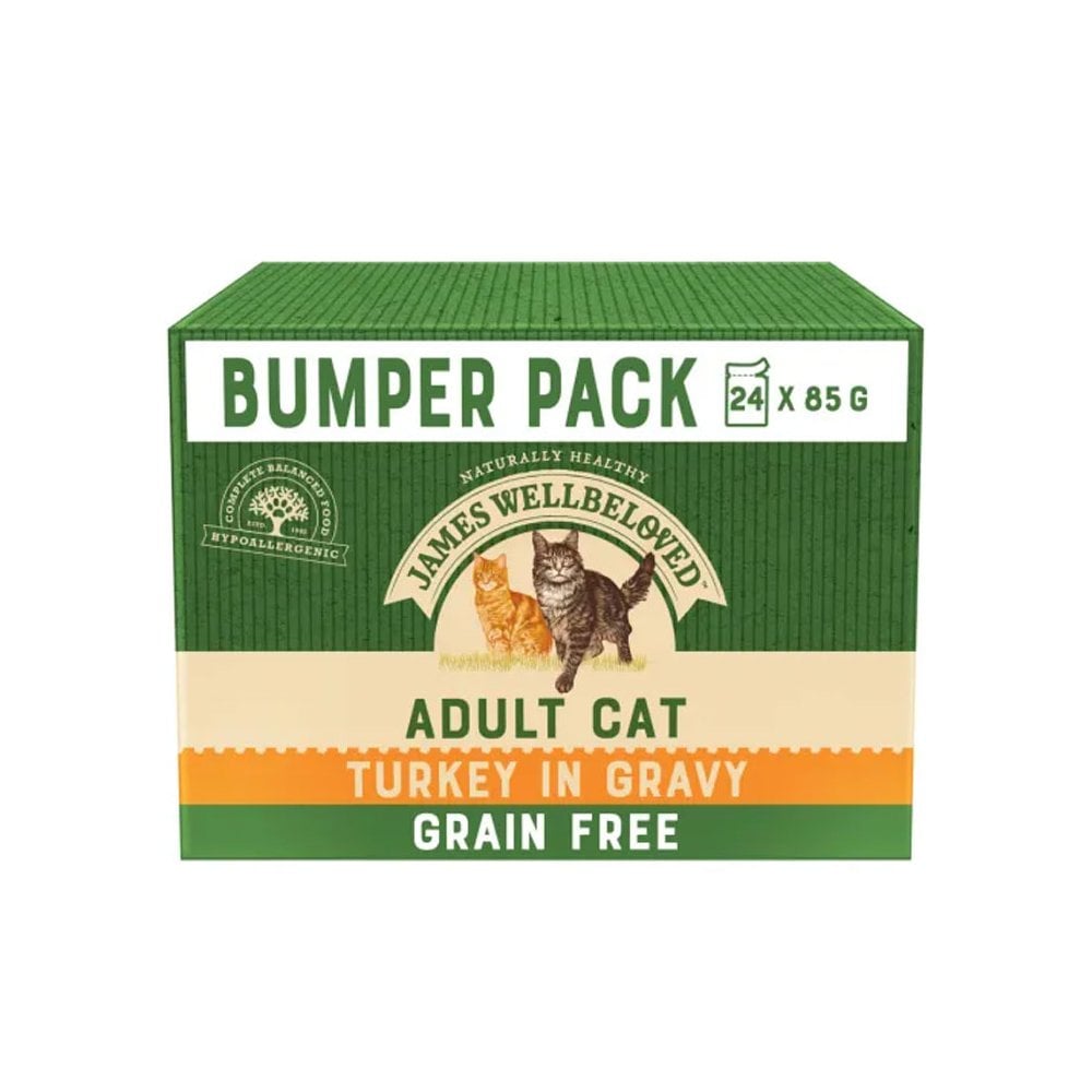 James Wellbeloved Grain Free Adult Cat Food with Turkey Bumper Pack 24 x 85g