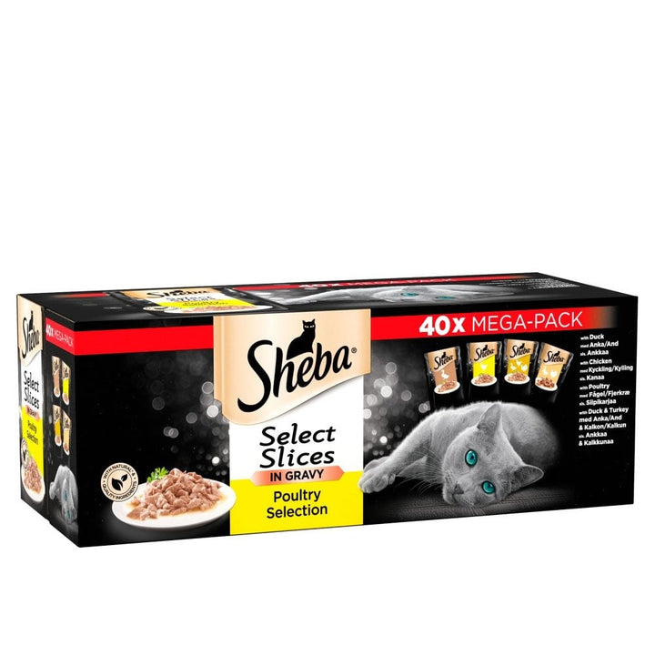 Sheba Select Slices Poultry Collection in Gravy Cat Food Mega Pack 40 x 85g