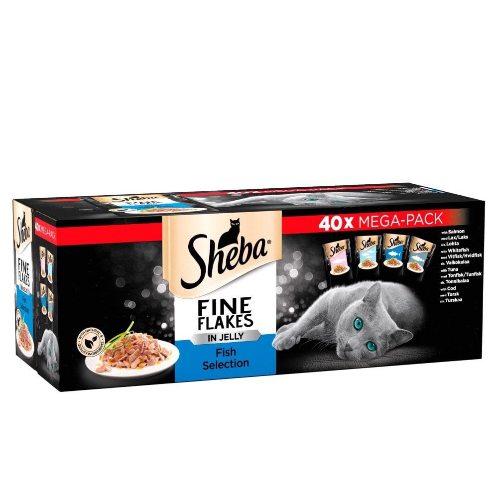 Sheba Fine Flakes Fish Collection in Jelly Cat Food Mega Pack 40 x 85g