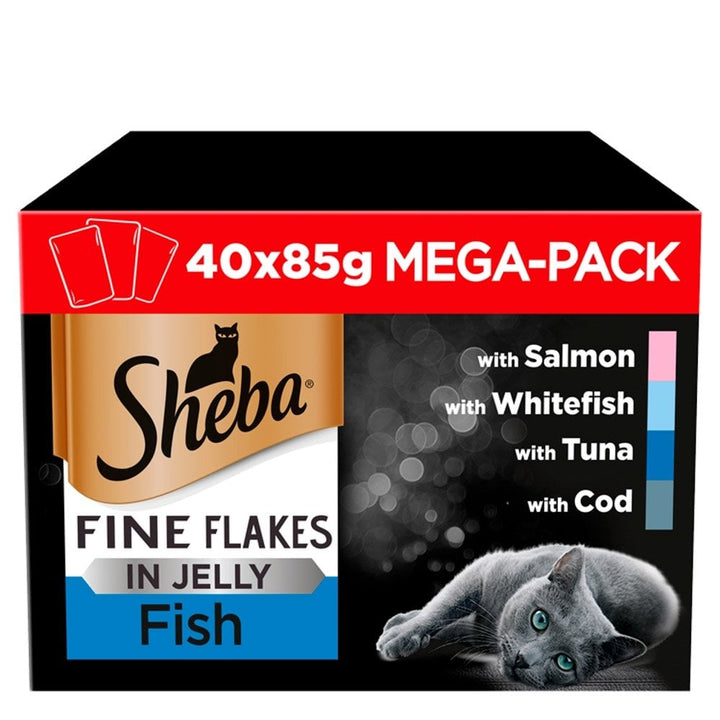Sheba Fine Flakes Fish Collection in Jelly Cat Food Mega Pack