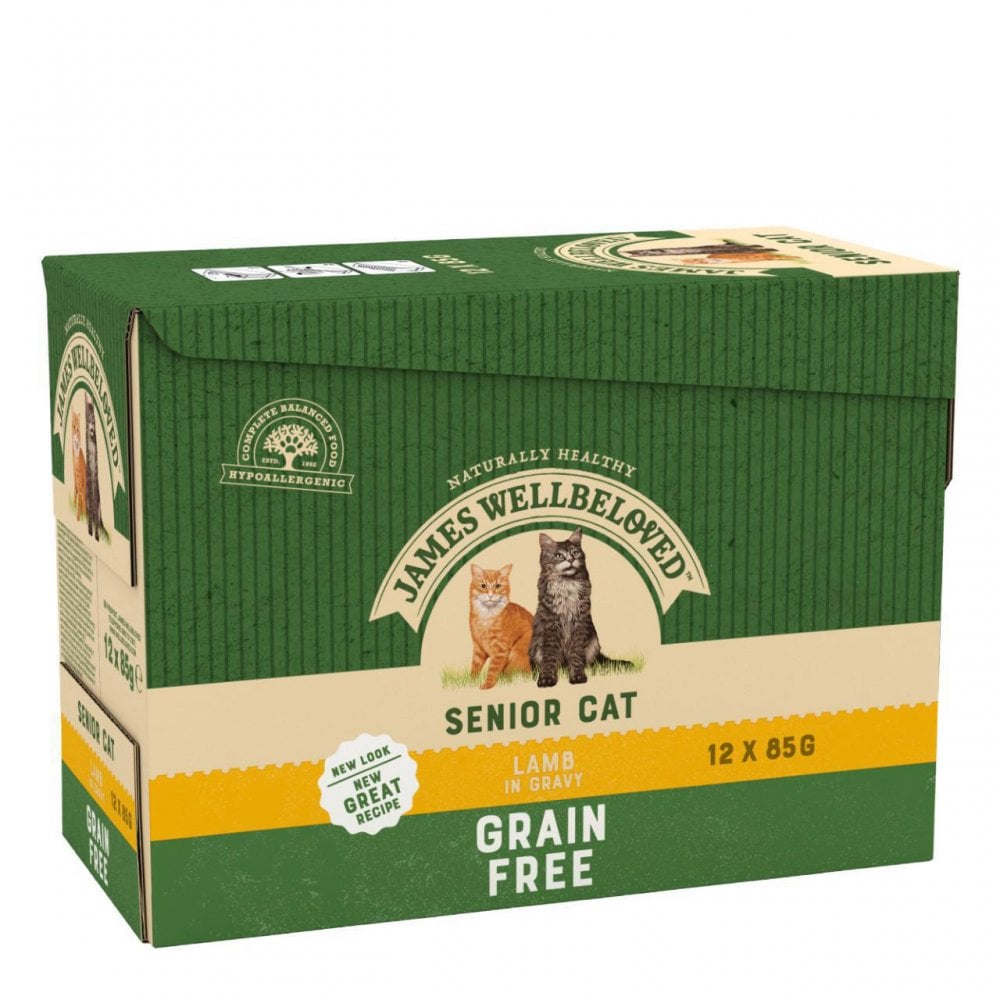 James Wellbeloved Grain Free Senior Cat Food with Lamb (12x85g Pouches) 12 x 85g