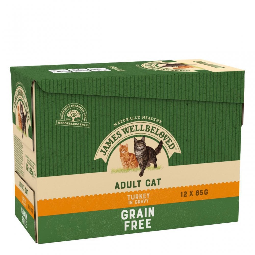 James Wellbeloved Grain Free Adult Cat Food with Turkey (12x85g Pouches) 12 x 85g