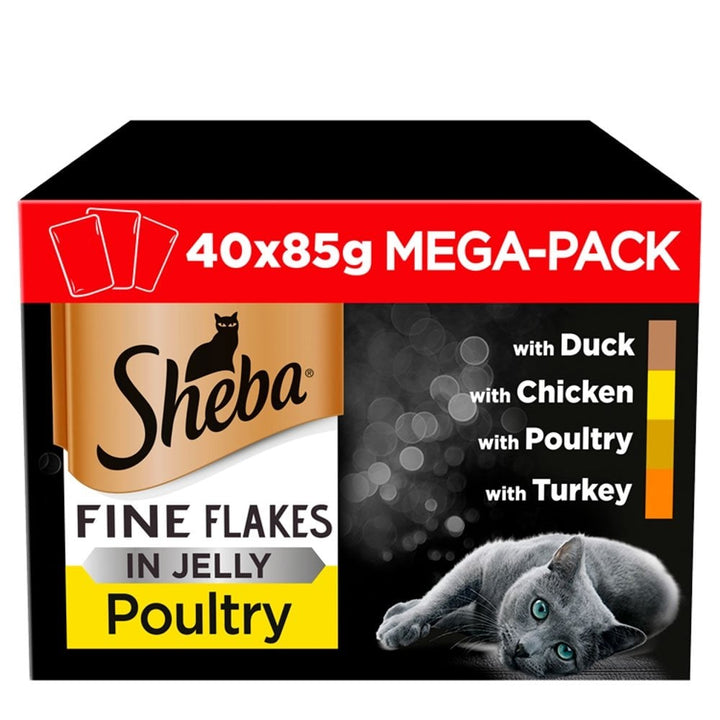 Sheba Fine Flakes Poultry Collection in Jelly Cat Food Mega Pack