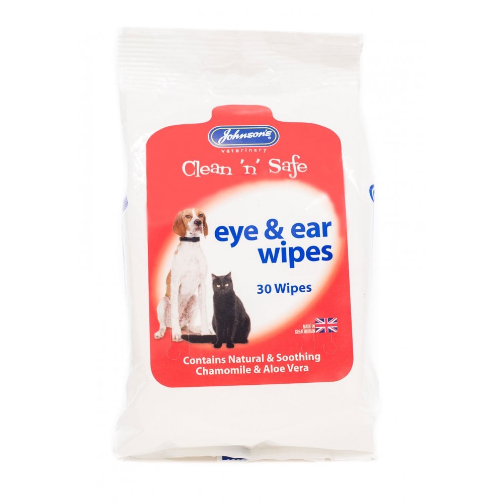 Johnsons Veterinary Pets Clean'n'Safe Eye & Ear Wipes for Animals - 30Pk 30 Pack