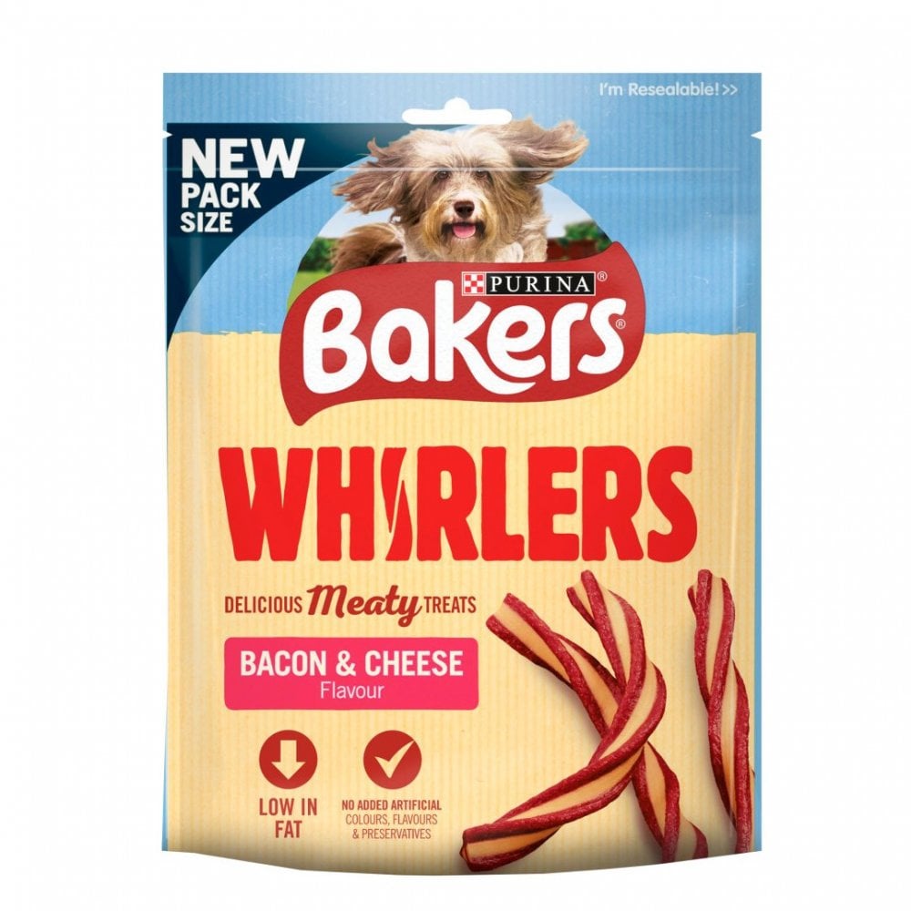 Bakers Whirlers Bacon & Cheese Flavour Dog Treats 130g