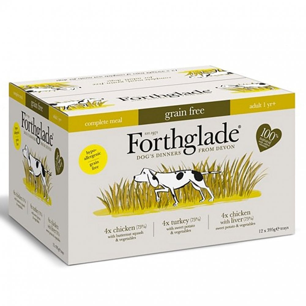 Forthglade Grain Free Adult Dog Food Poultry Variety Pack 12 x 395g
