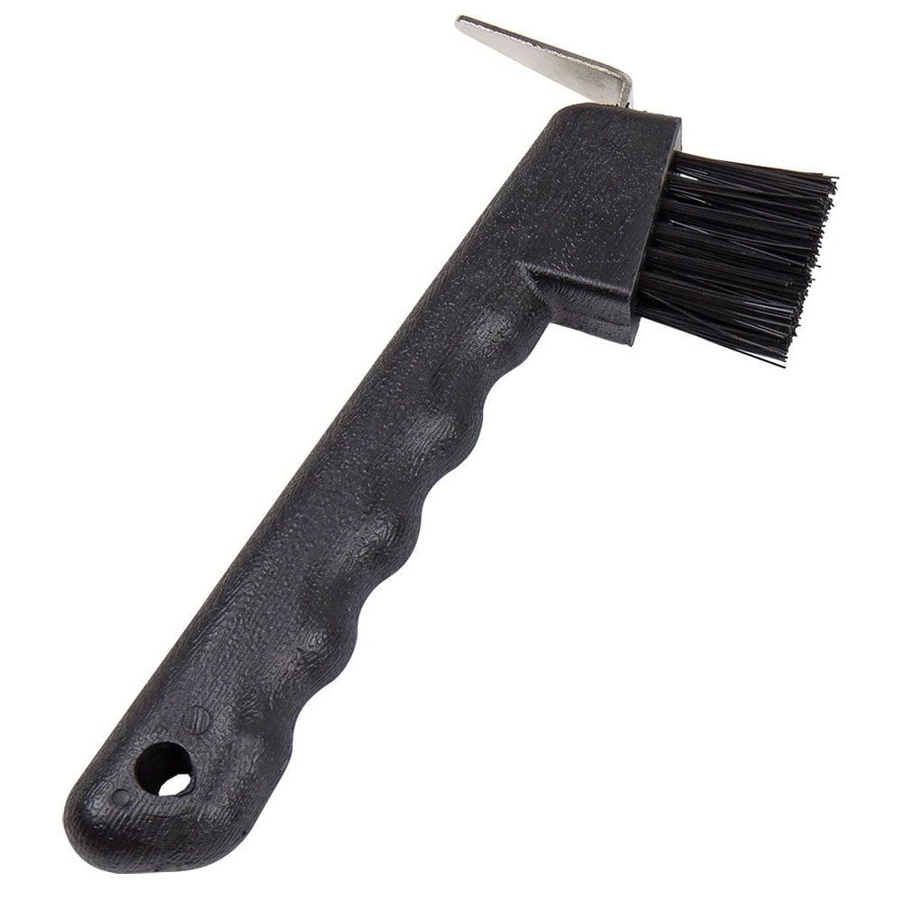 The Roma Deluxe Hoof Pick with Brush in Black#Black