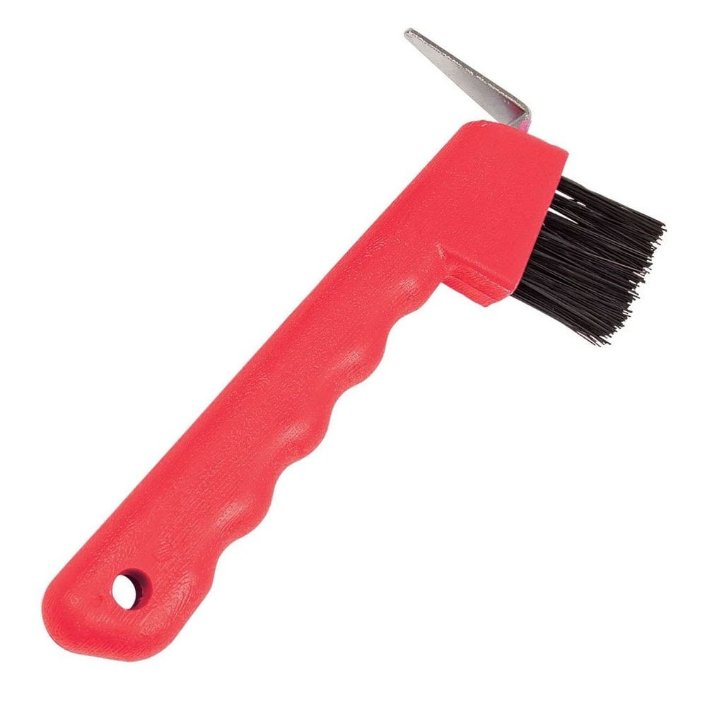 The Roma Deluxe Hoof Pick with Brush in Red#Red