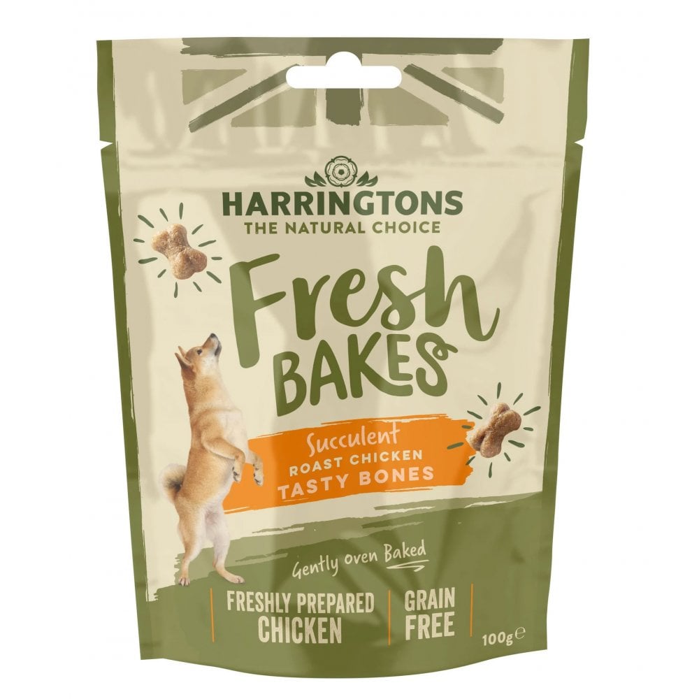 Harringtons Fresh Bakes Grain Free Chicken Bones Dog Treats 100g