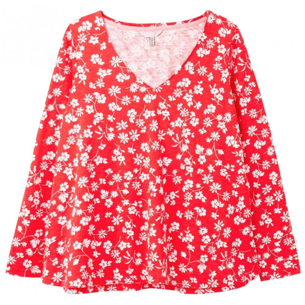 The Joules Ladies Harbour Light Swing Fit Jersey Top in Red#Red