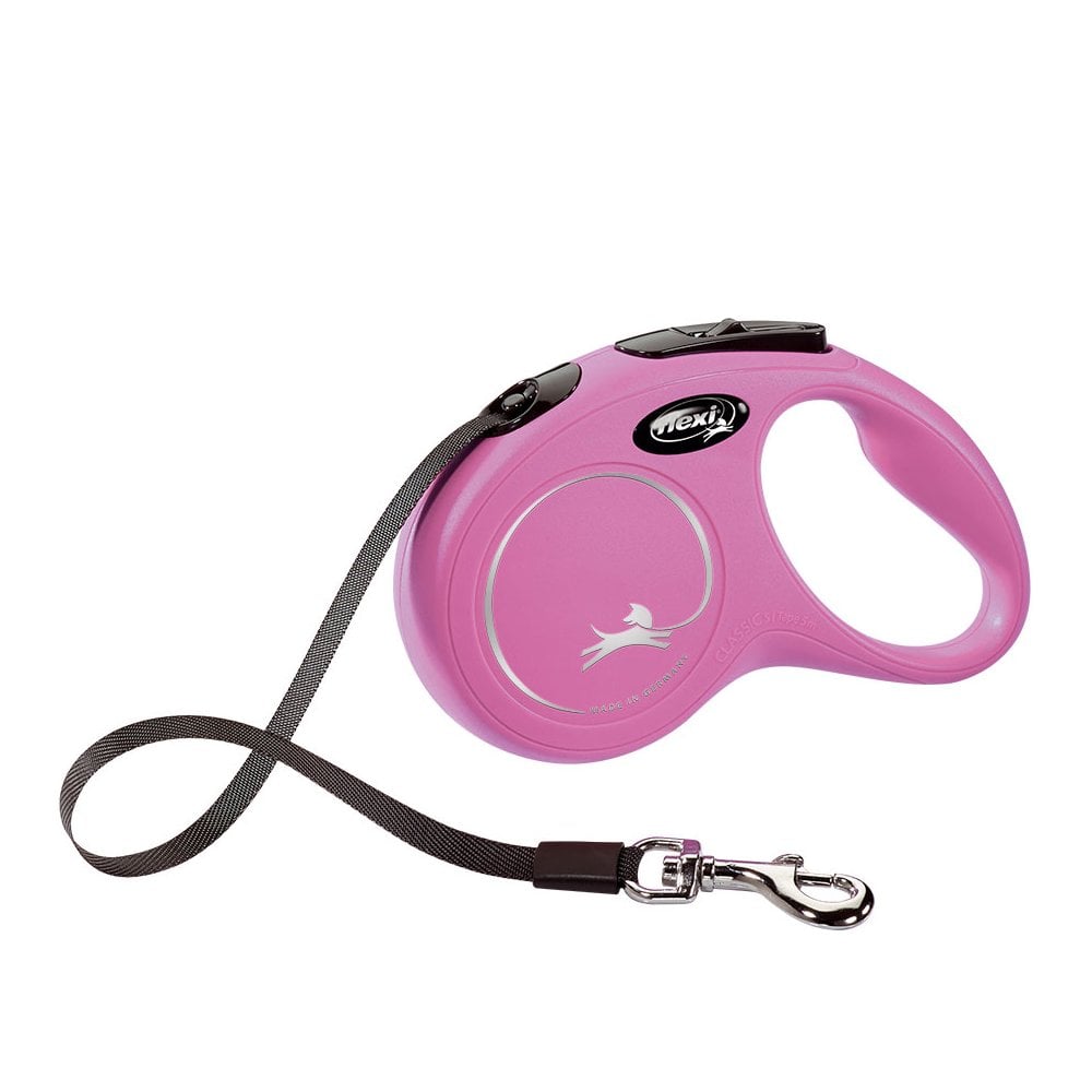 The Flexi Classic Tape Retractable 5 Metre Dog Lead in Pink#Pink