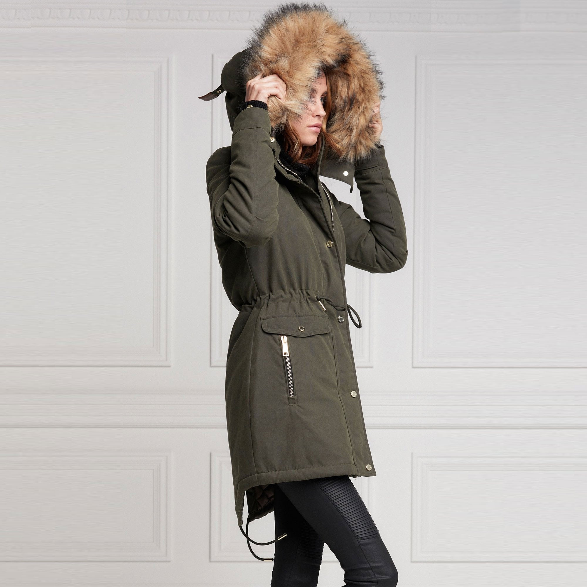 Khaki parka sale jacket ladies