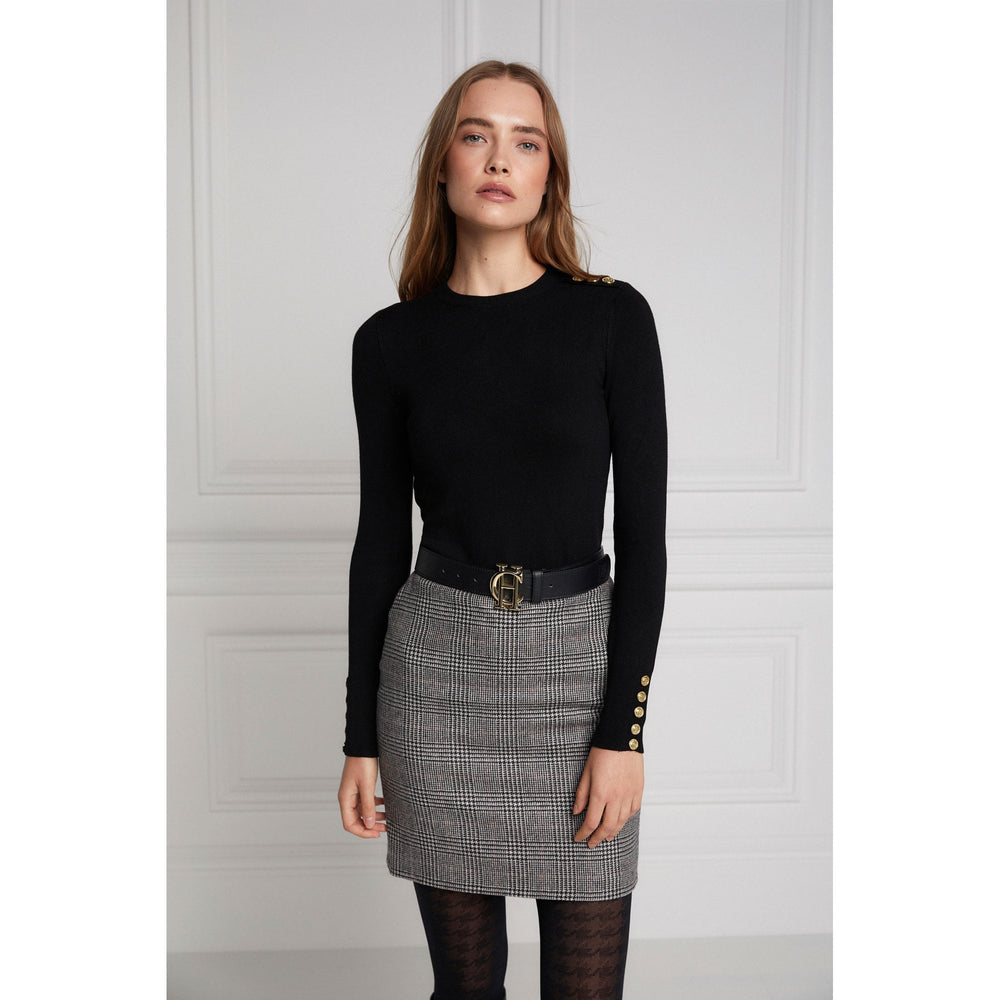 Holland Cooper Ladies Buttoned Knit Crew Neck