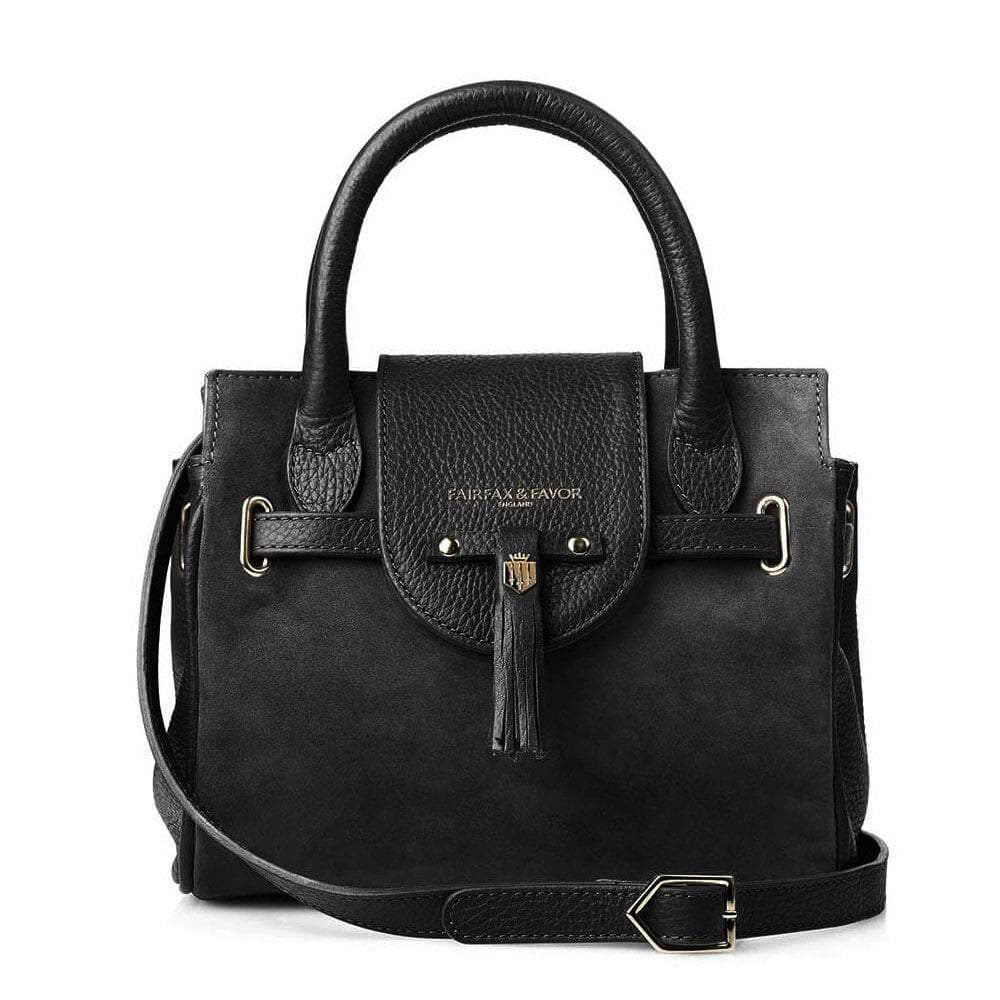 The Fairfax & Favor Ladies Mini Windsor Suede Handbag in Black#Black
