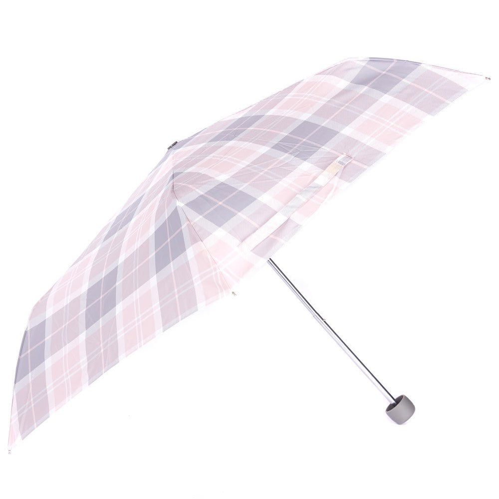 Barbour Portree Tartan Print Umbrella in Pink#Pink