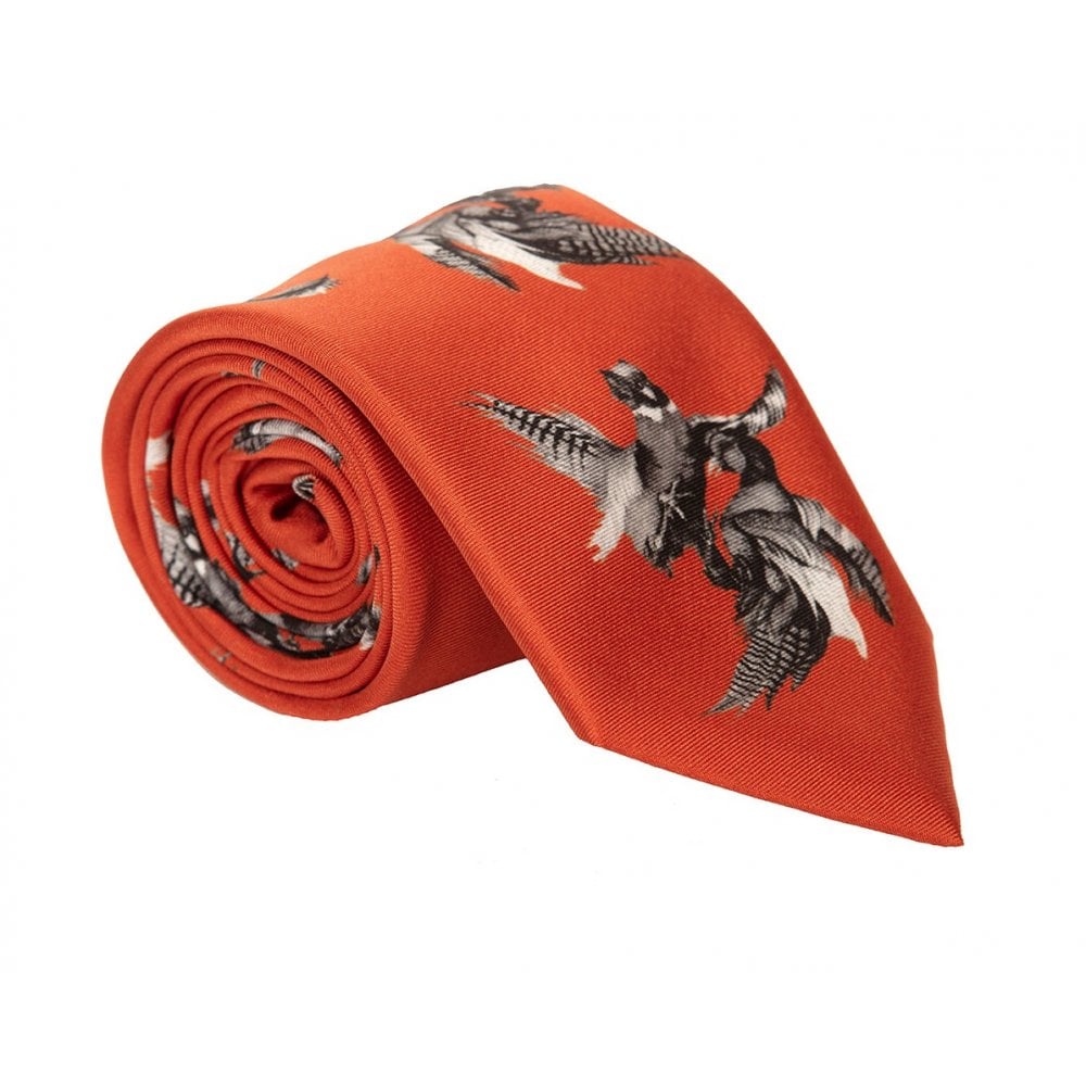 The Clare Haggas Mens Silk Tie Turfwar Monochrome in Red#Red