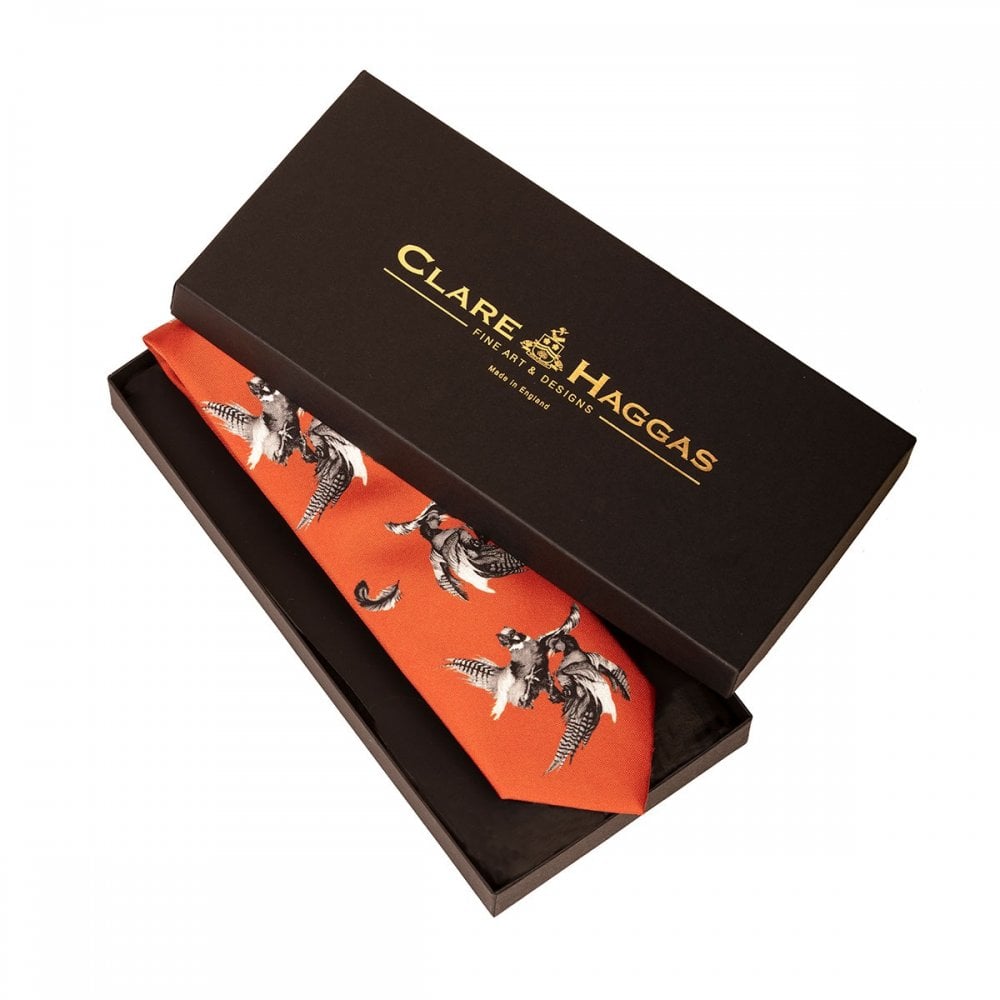Clare Haggas Mens Silk Tie Turfwar Monochrome