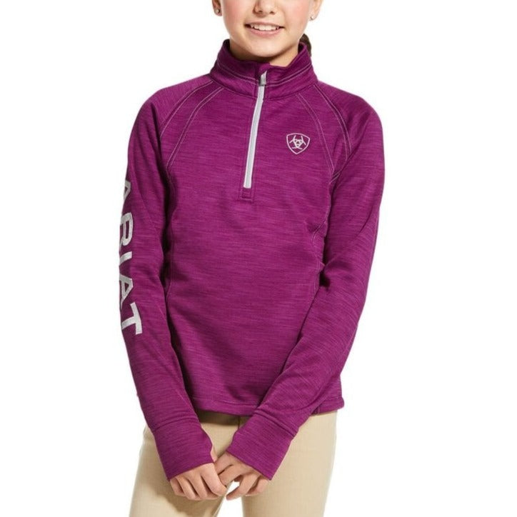 Ariat Girls Tek Team 1/2 Zip Sweatshirt in Purple#Purple