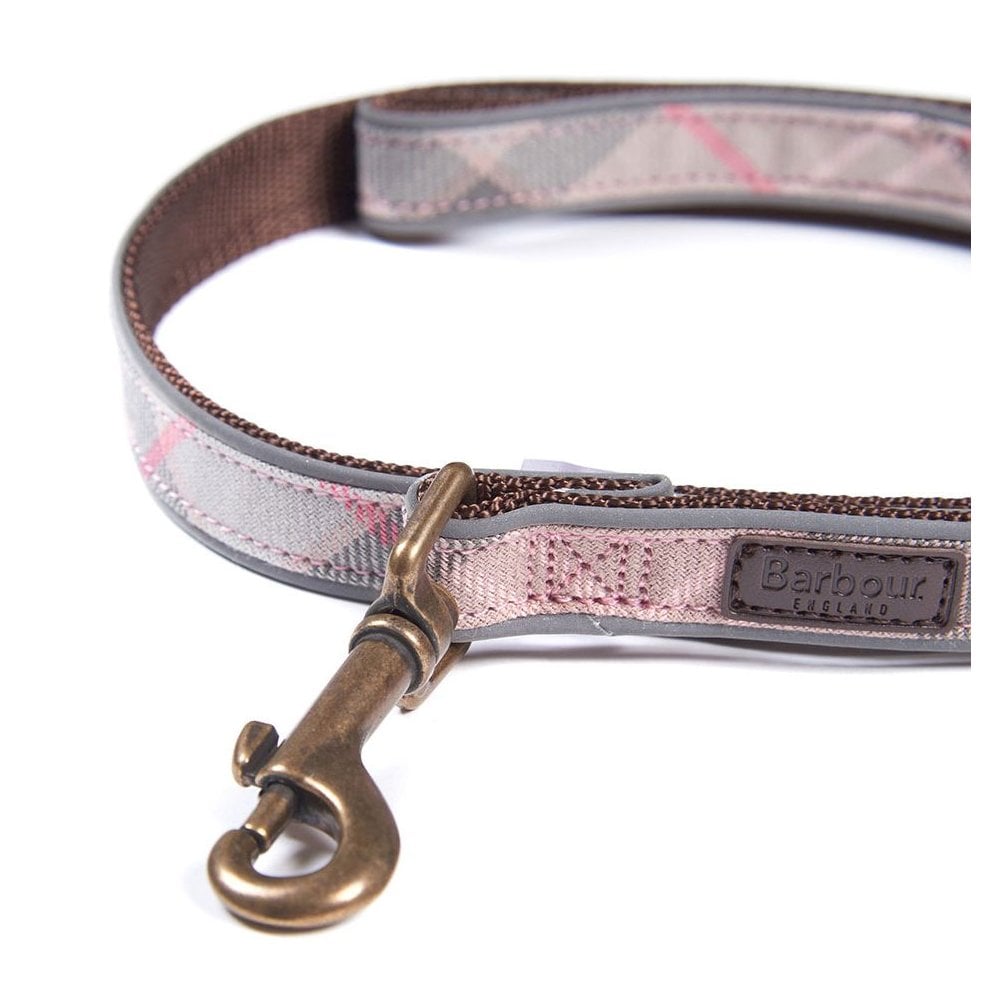 Barbour Reflective Pink Tartan Dog Lead Millbry Hill