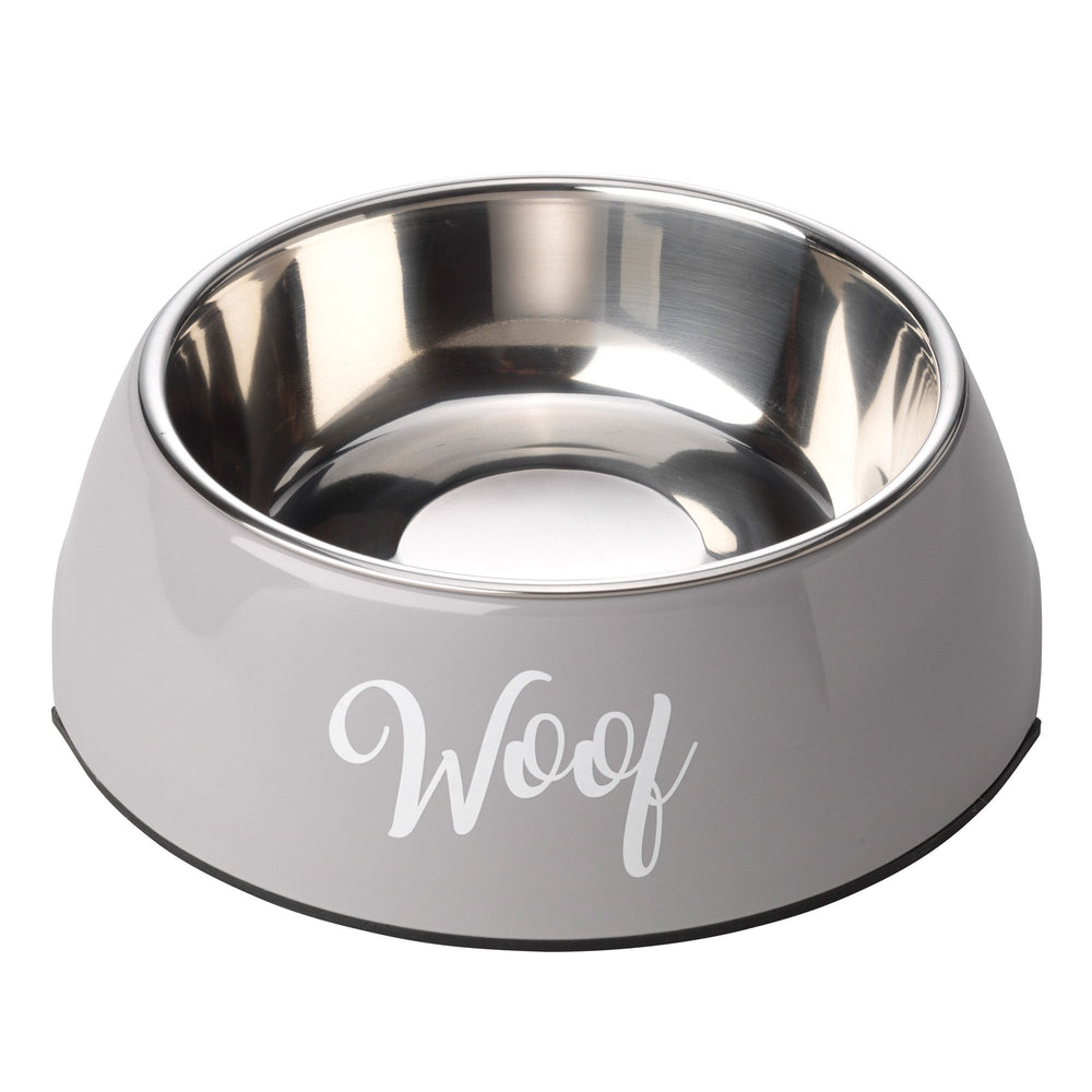 The House of Paws Woof 2-in-1 Dog Bowl in Grey#Grey