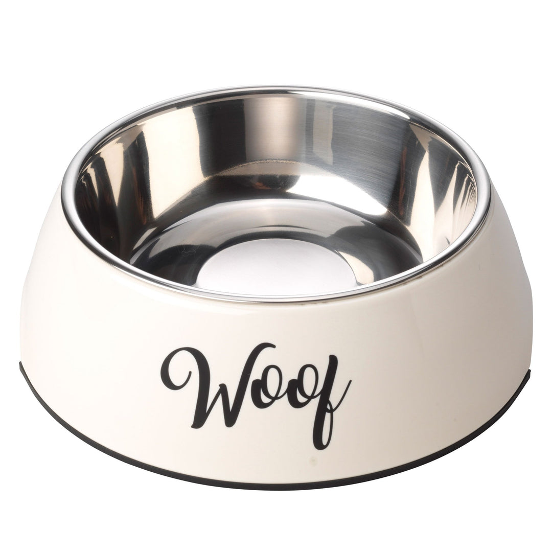The House of Paws Woof 2-in-1 Dog Bowl in Cream#Cream