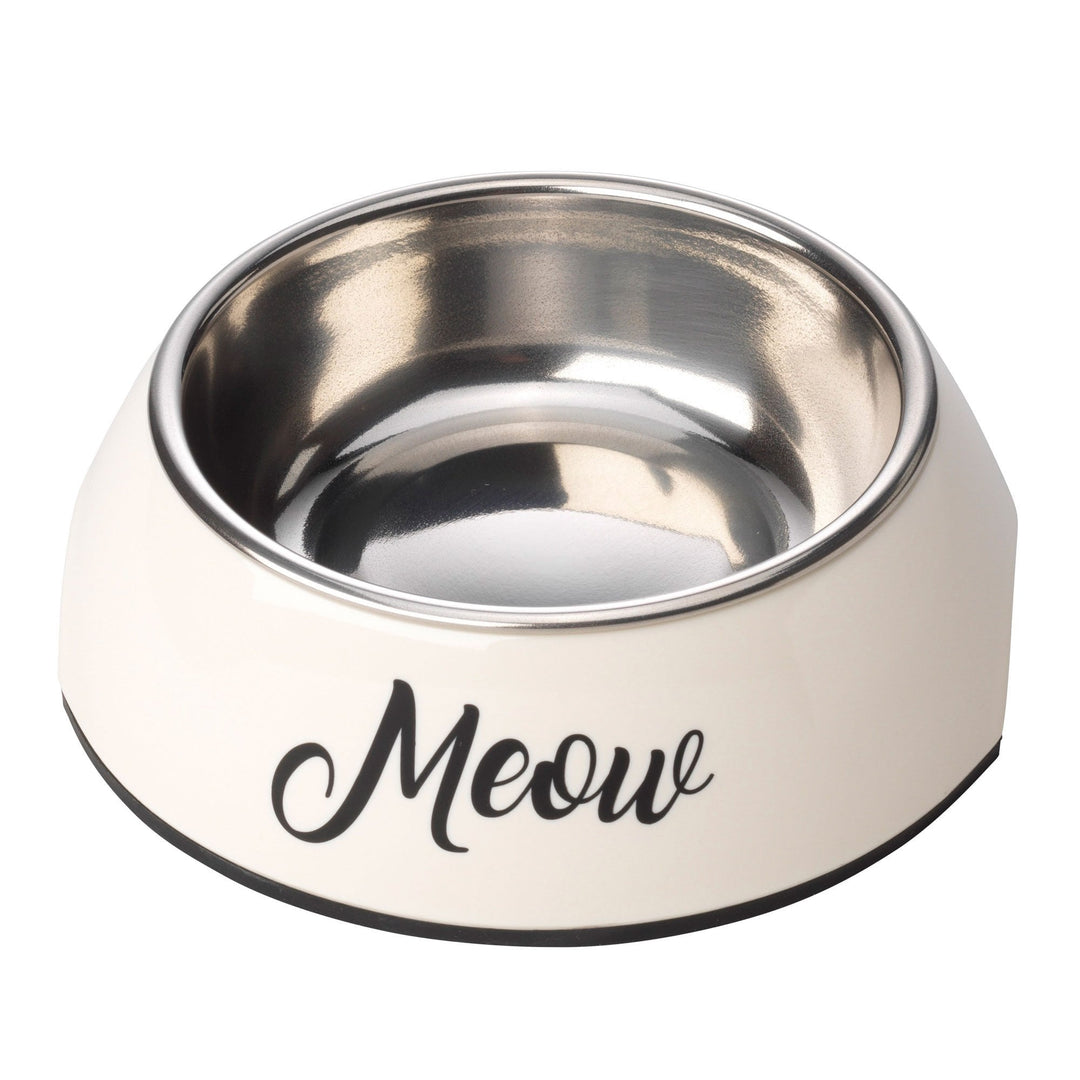 The House of Paws Meow 2-in-1 Cat Bowl in Cream#Cream