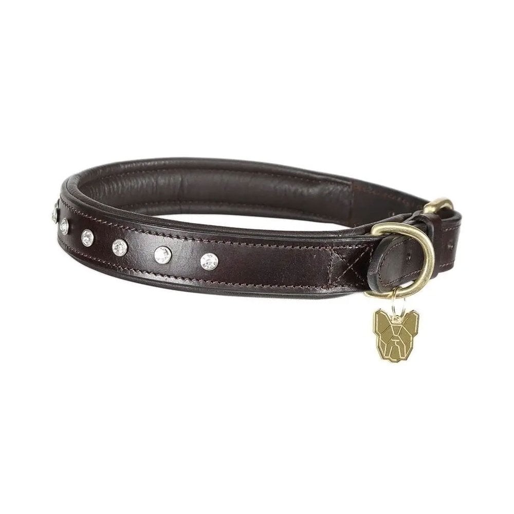 The Digby & Fox Diamante Dog Collar in Brown#Brown