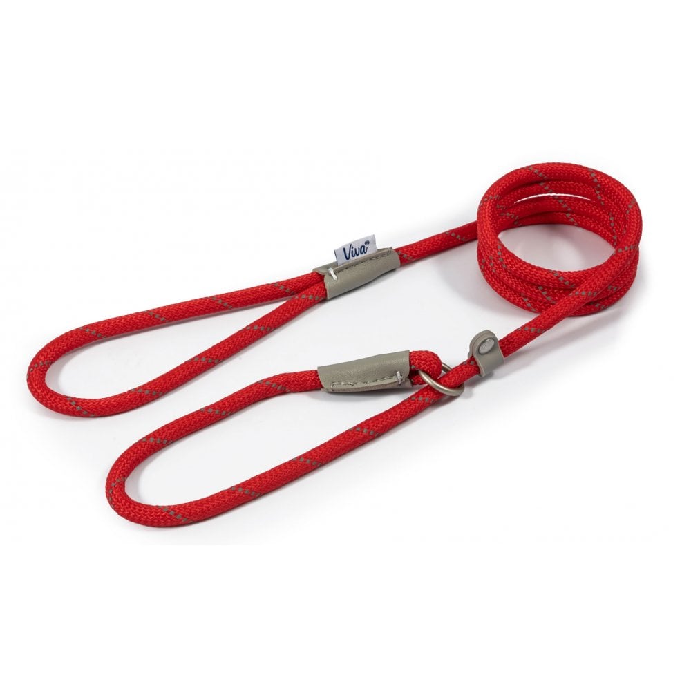 The Ancol Viva Rope Reflective Slip Lead in Red#Red