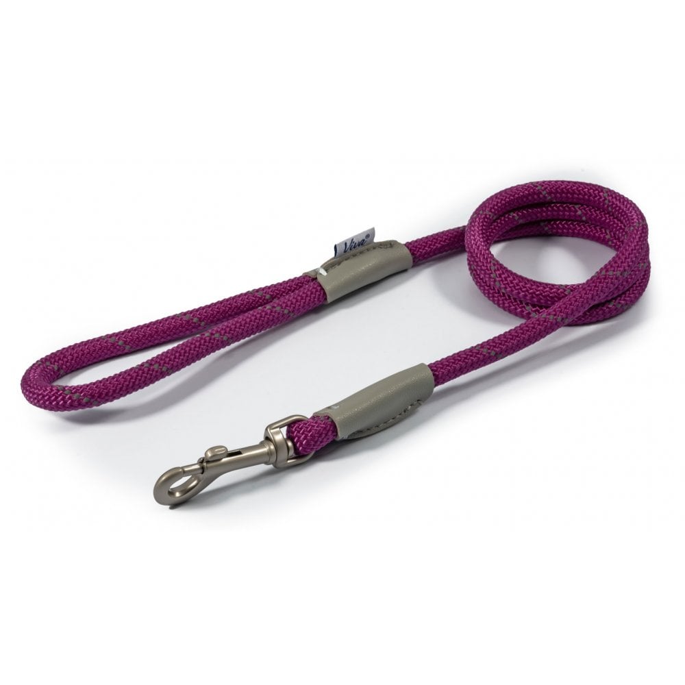 The Ancol Viva Rope Reflective Snap Dog Lead in Purple#Purple