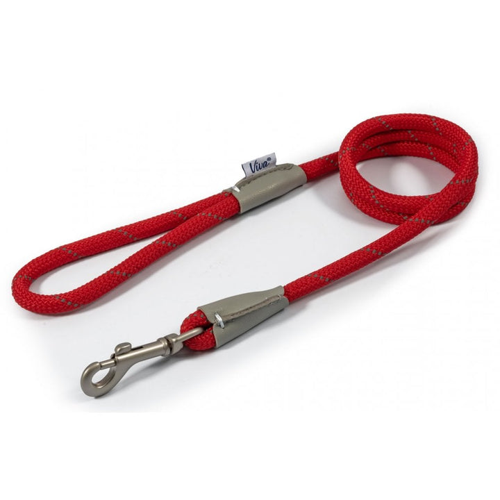The Ancol Viva Rope Reflective Snap Dog Lead in Red#Red