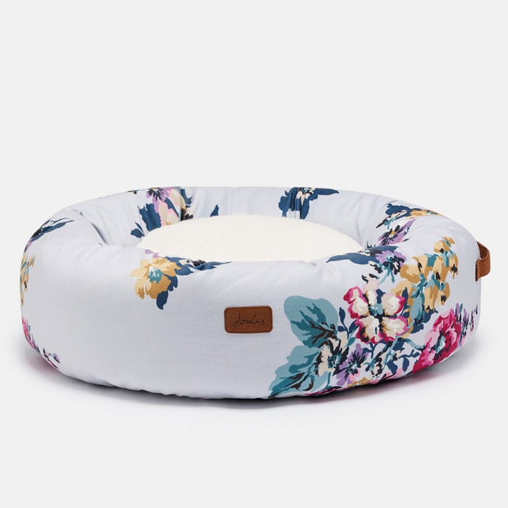 The Joules Printed Doughnut Cat Bed in Blue Floral#Blue Floral