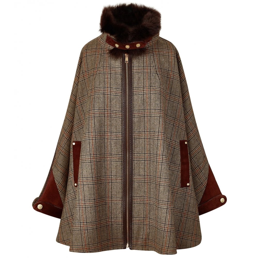 Holland Cooper Ladies Chiltern Cape#Brown Check