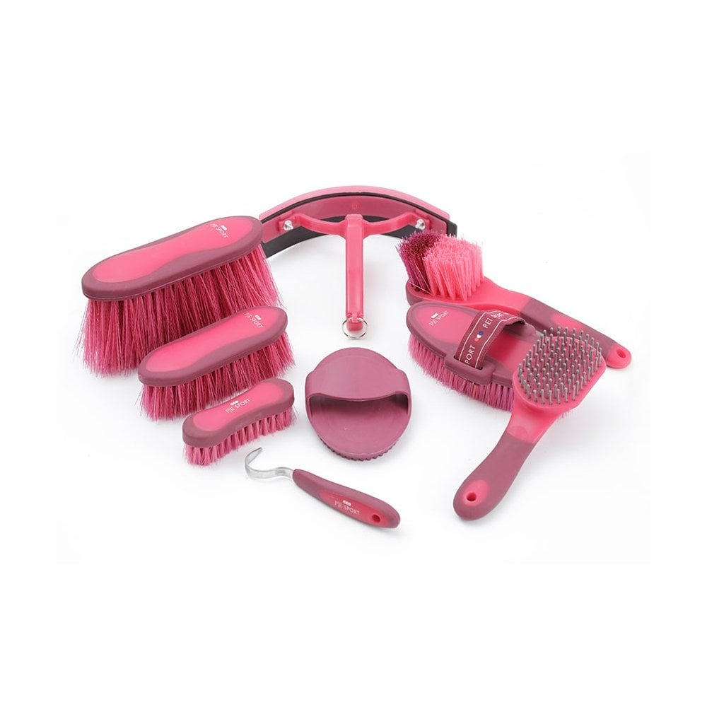 The Premier Equine Soft Touch Grooming Kit Set in Red#Red