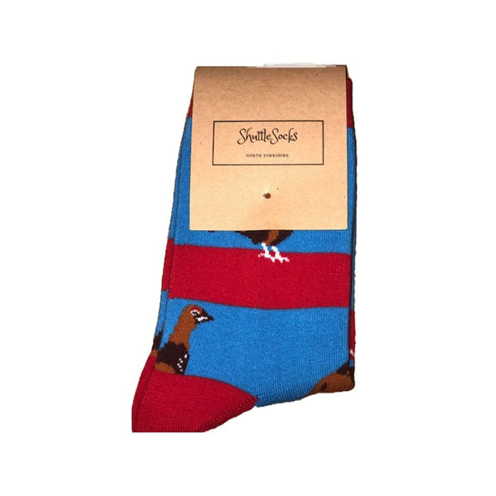 The Shuttle Socks Childrens Game Bird Socks in Blue/Red Grouse#Blue/Red Grouse