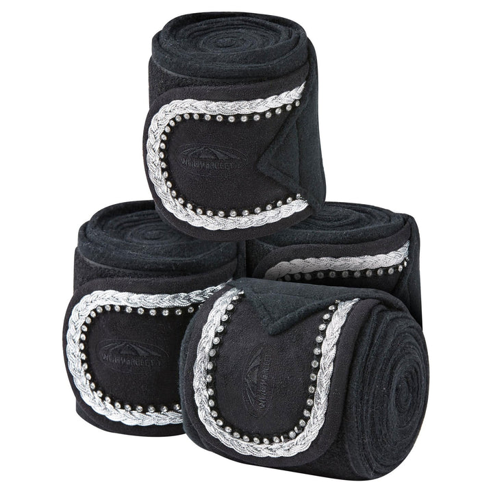 The Weatherbeeta Fleece Bling Bandage 4 Pack in Black#Black