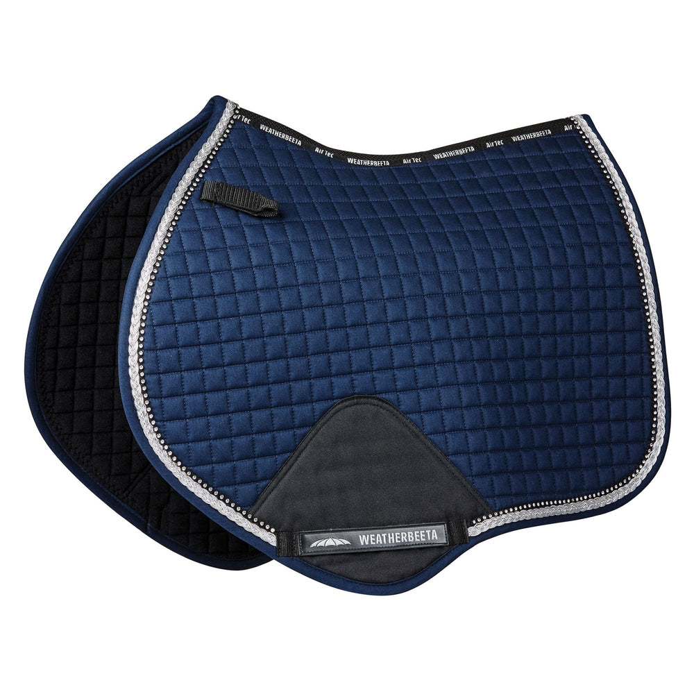 The Weatherbeeta Prime Bling Jump Shaped Saddle Pad in Navy#Navy