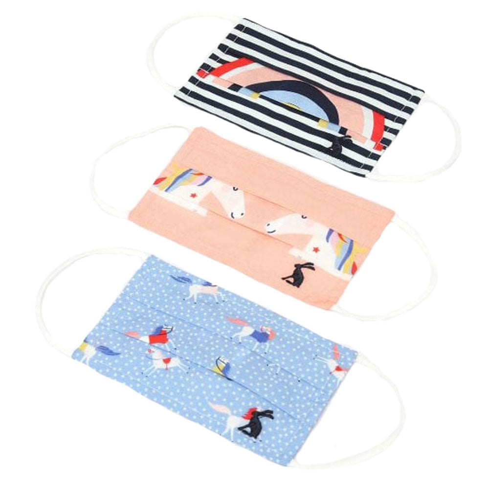 The Joules Girls Pack of 3 Face Masks in Multi-Coloured#Multi-Coloured