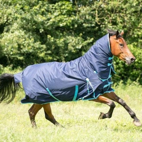 The Gallop Trojan Classic 300g Heavyweight Combo Turnout Rug in Navy#Navy